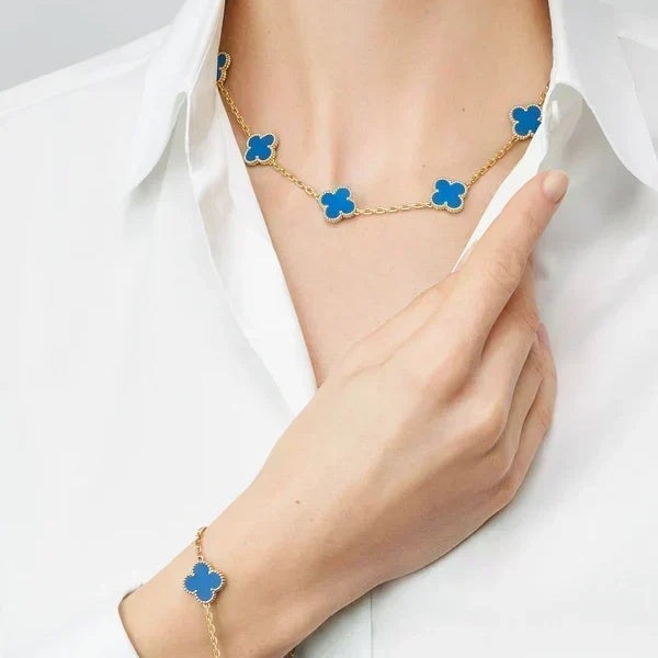 KLEEBLATT | 10 Motive Blau Halskette