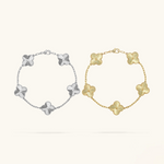 2-teiliger Kleeblatt-Armband-Set - Silber/Gold