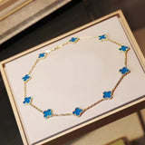 KLEEBLATT | 10 Motive Blau Halskette