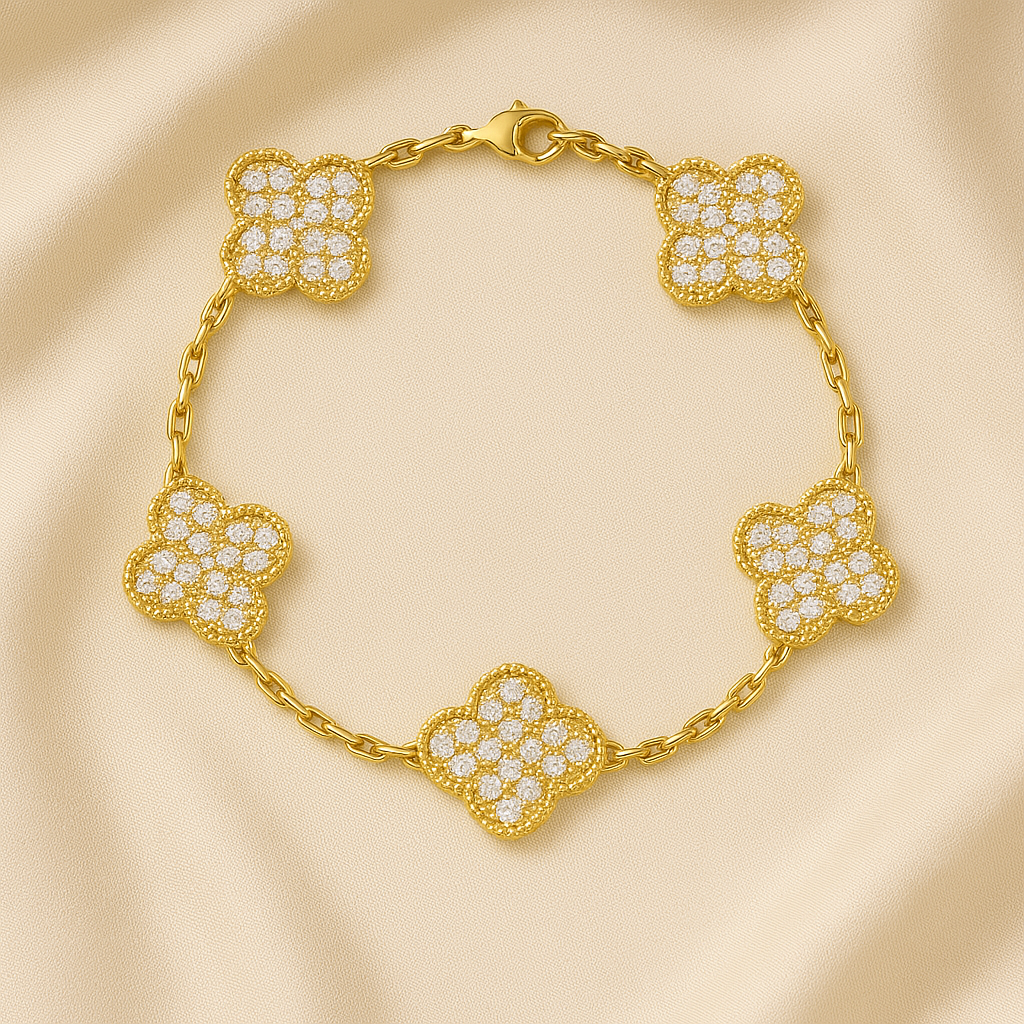 Kleeblatt Armband mit Zirkonia