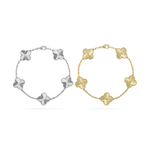 2-teiliger Kleeblatt-Armband-Set - Silber/Gold