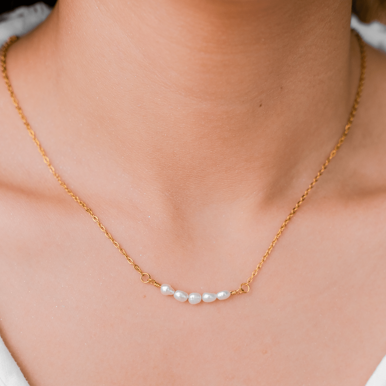 Fleur Perlenhalskette in Gold