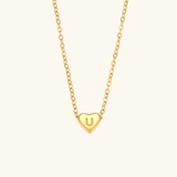 Herz-Initialenhalskette in Gold