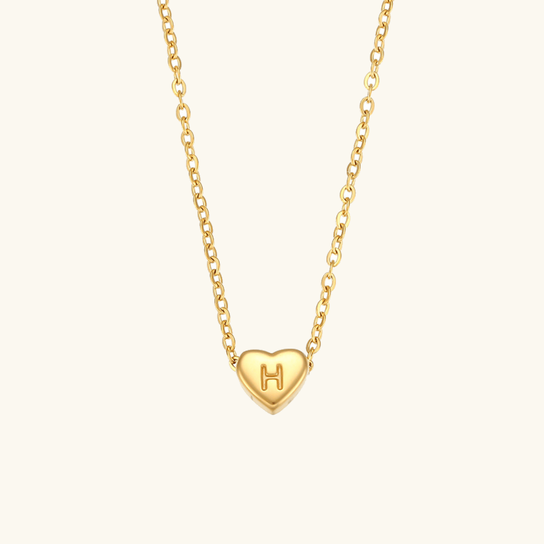 Herz-Initialenhalskette in Gold