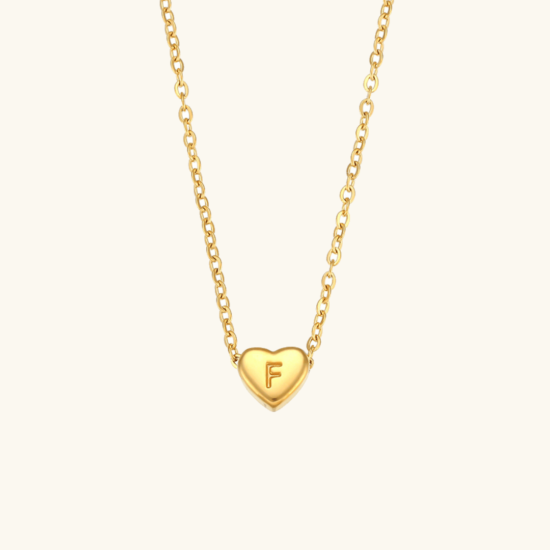 Herz-Initialenhalskette in Gold