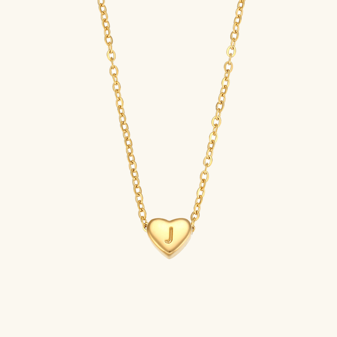 Herz-Initialenhalskette in Gold