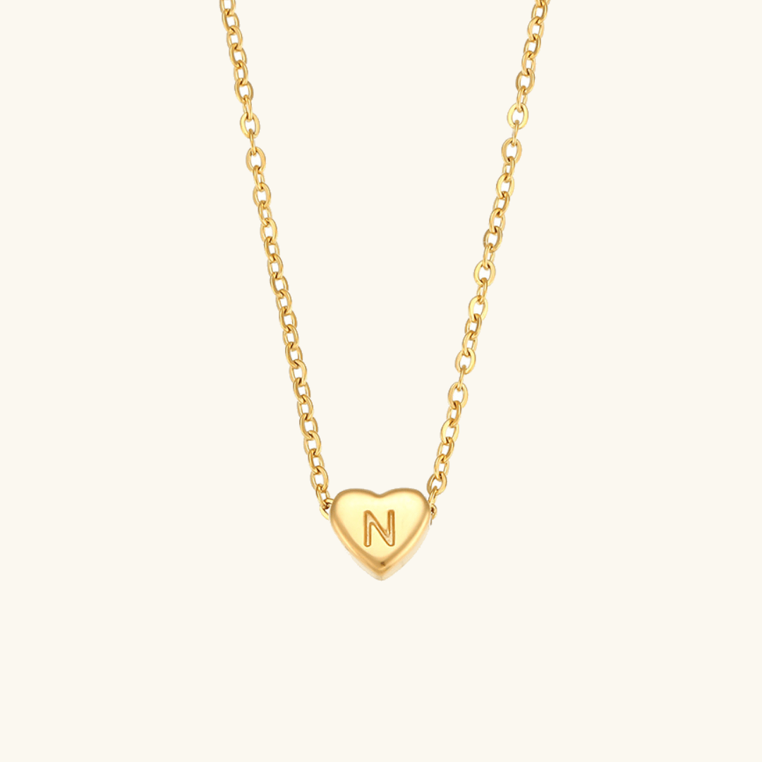 Herz-Initialenhalskette in Gold