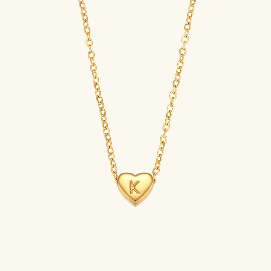 Herz-Initialenhalskette in Gold
