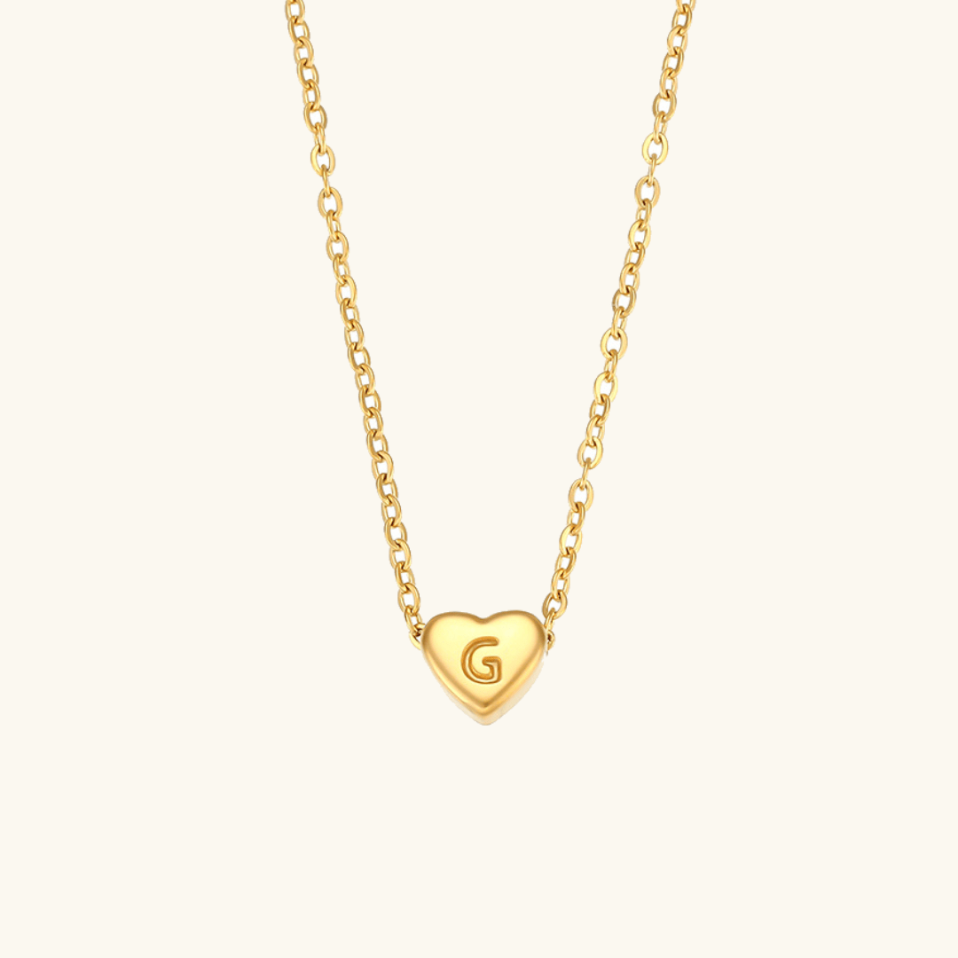 Herz-Initialenhalskette in Gold