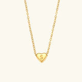 Herz-Initialenhalskette in Gold