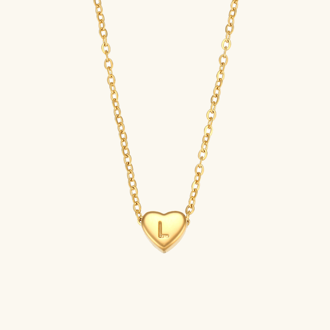 Herz-Initialenhalskette in Gold
