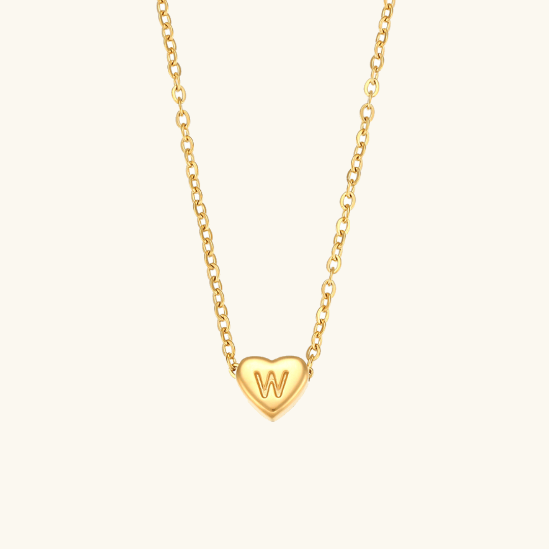 Herz-Initialenhalskette in Gold