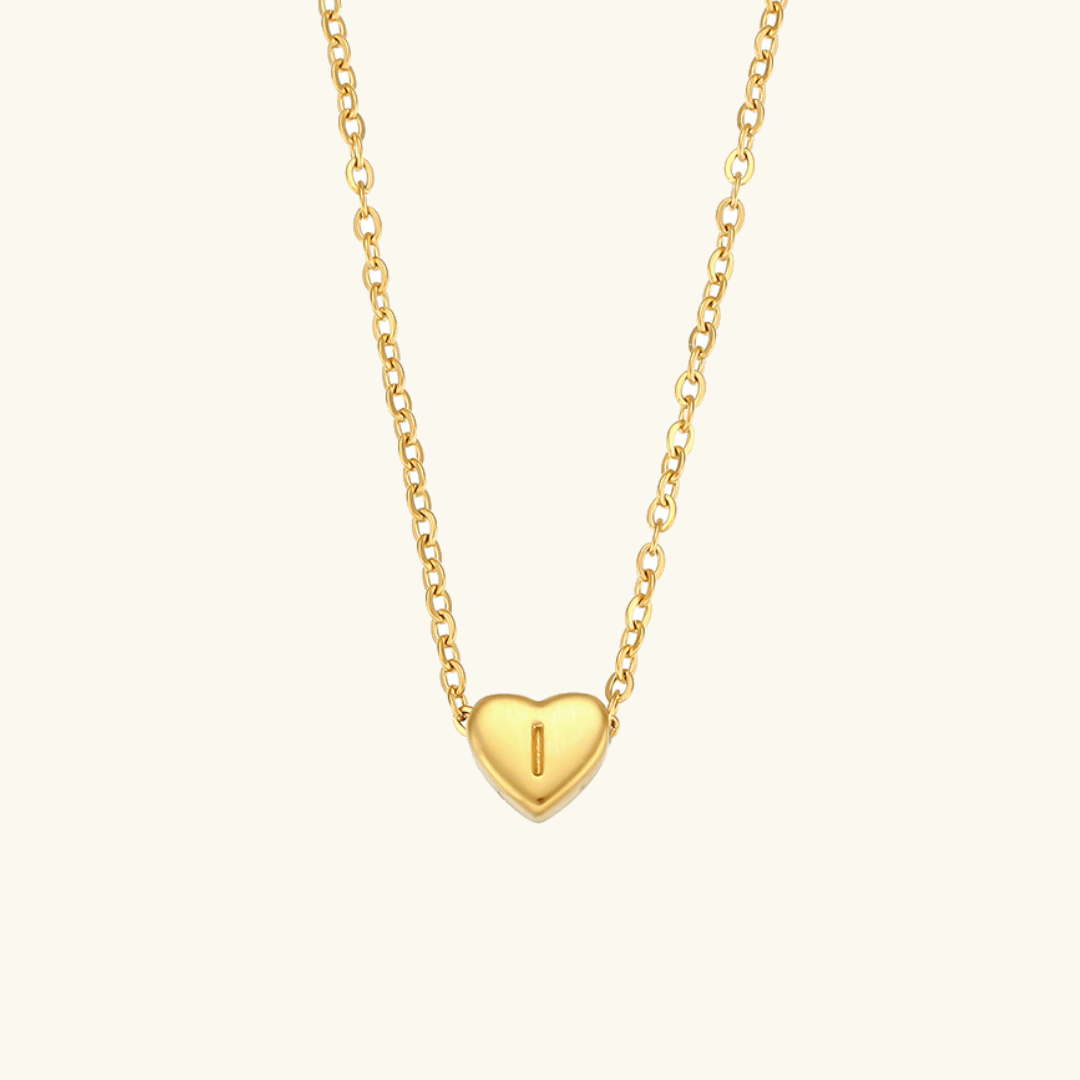 Herz-Initialenhalskette in Gold