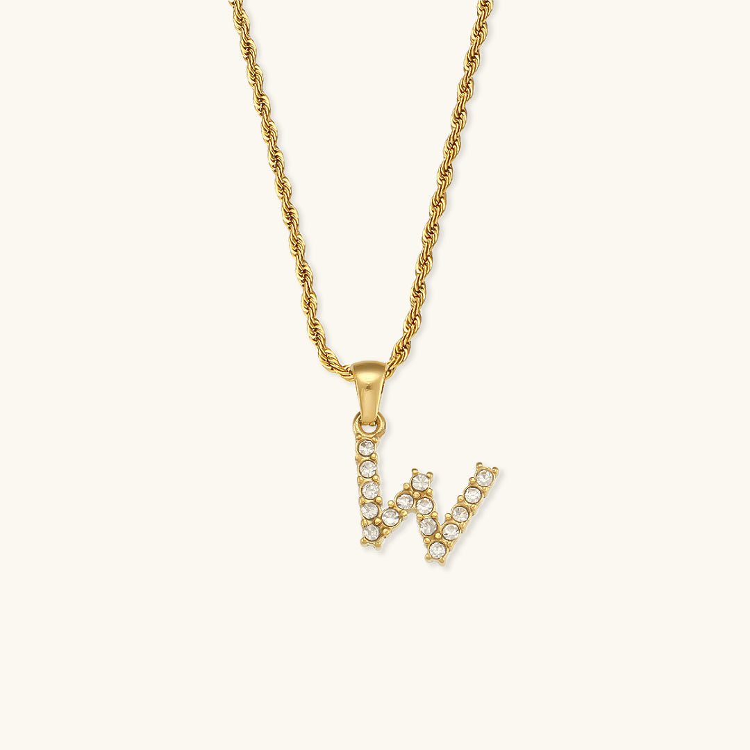 Maeve Diamant-Initialenhalskette in Gold