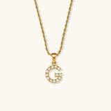 Maeve Diamant-Initialenhalskette in Gold