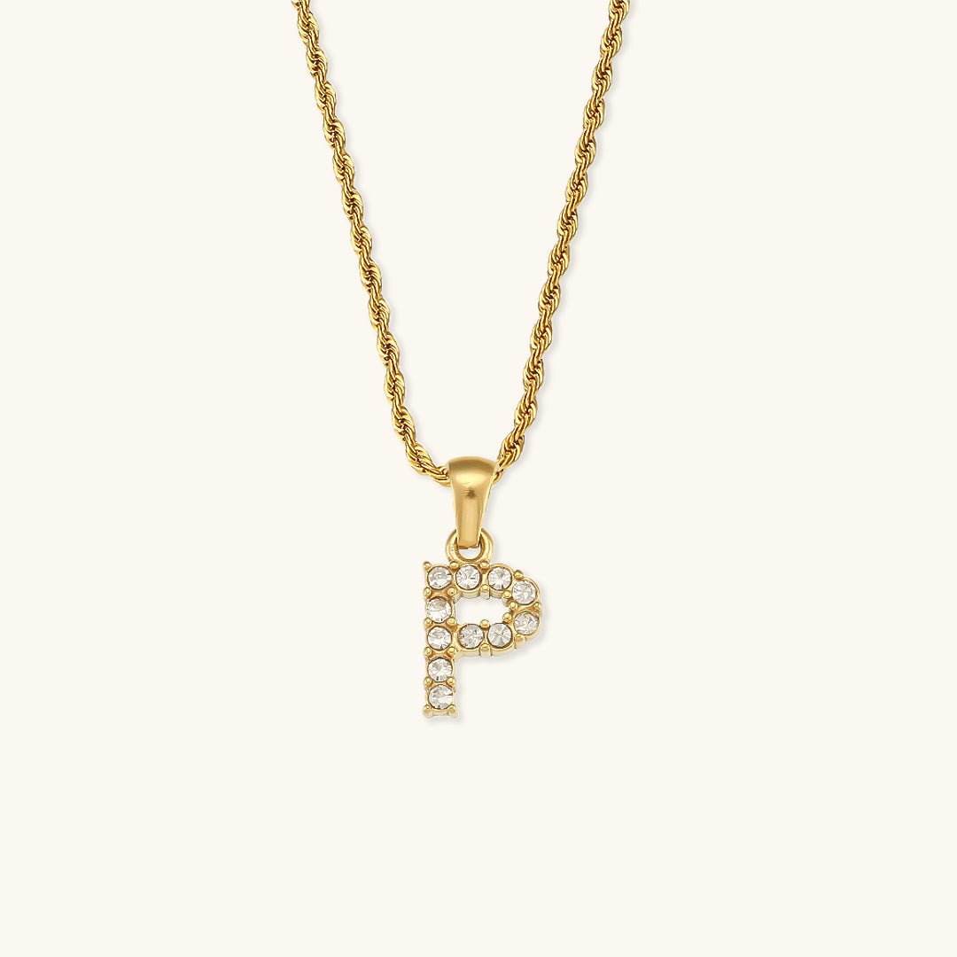 Maeve Diamant-Initialenhalskette in Gold