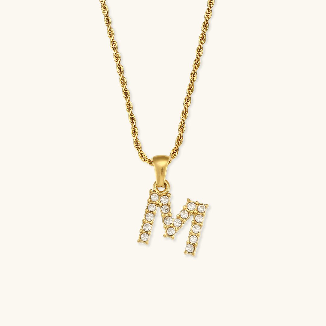 Maeve Diamant-Initialenhalskette in Gold