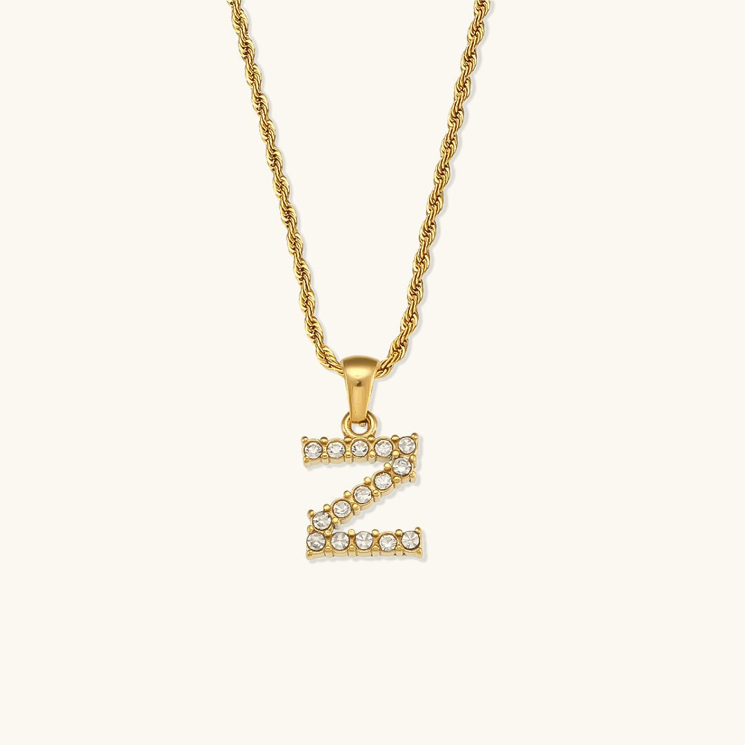 Maeve Diamant-Initialenhalskette in Gold