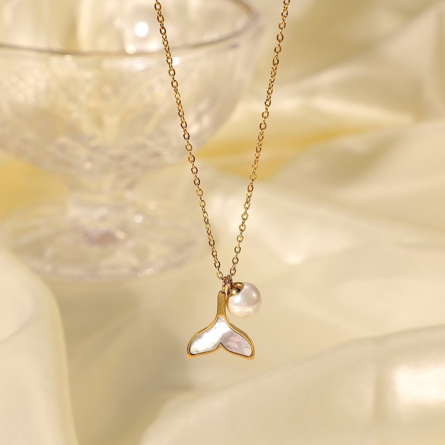 Mermaid Perlenhalskette in Gold