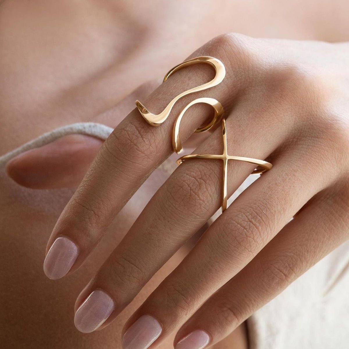 Mosaic Offener Ring in Gold