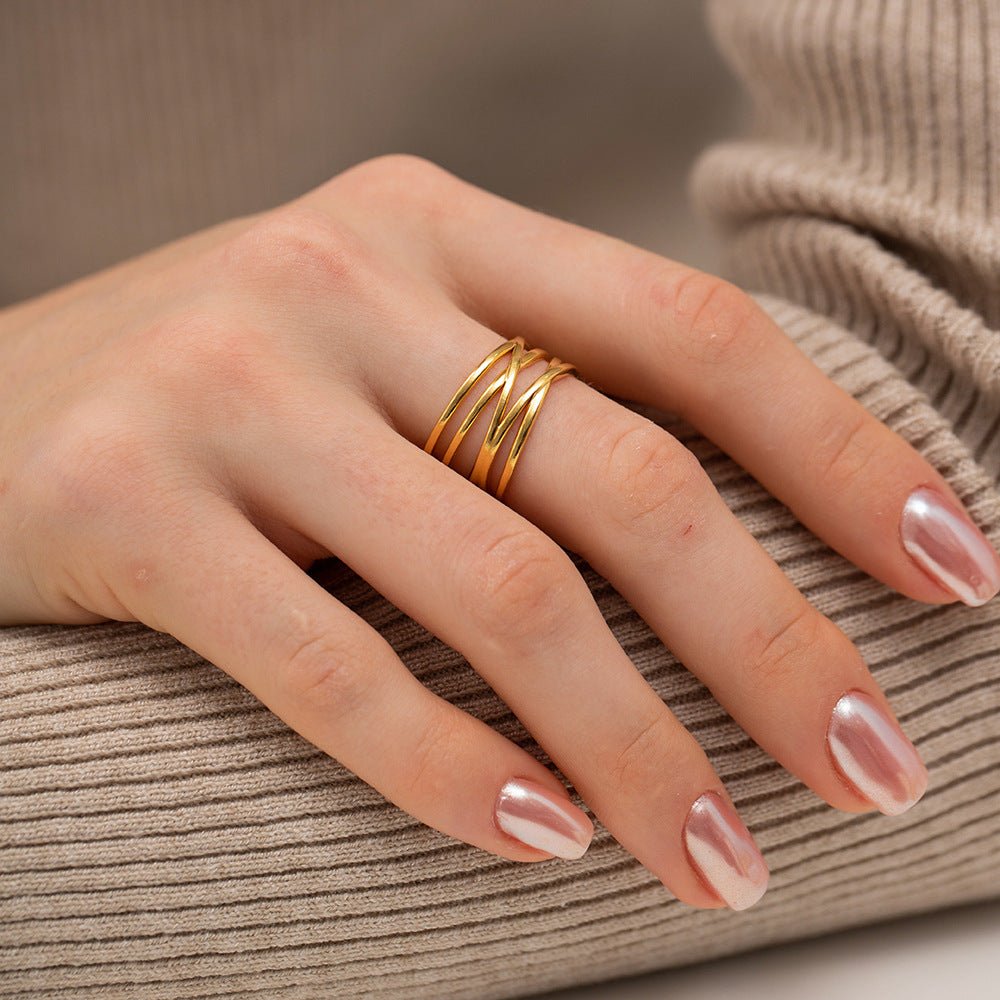 River Stapelbarer Ring in Gold