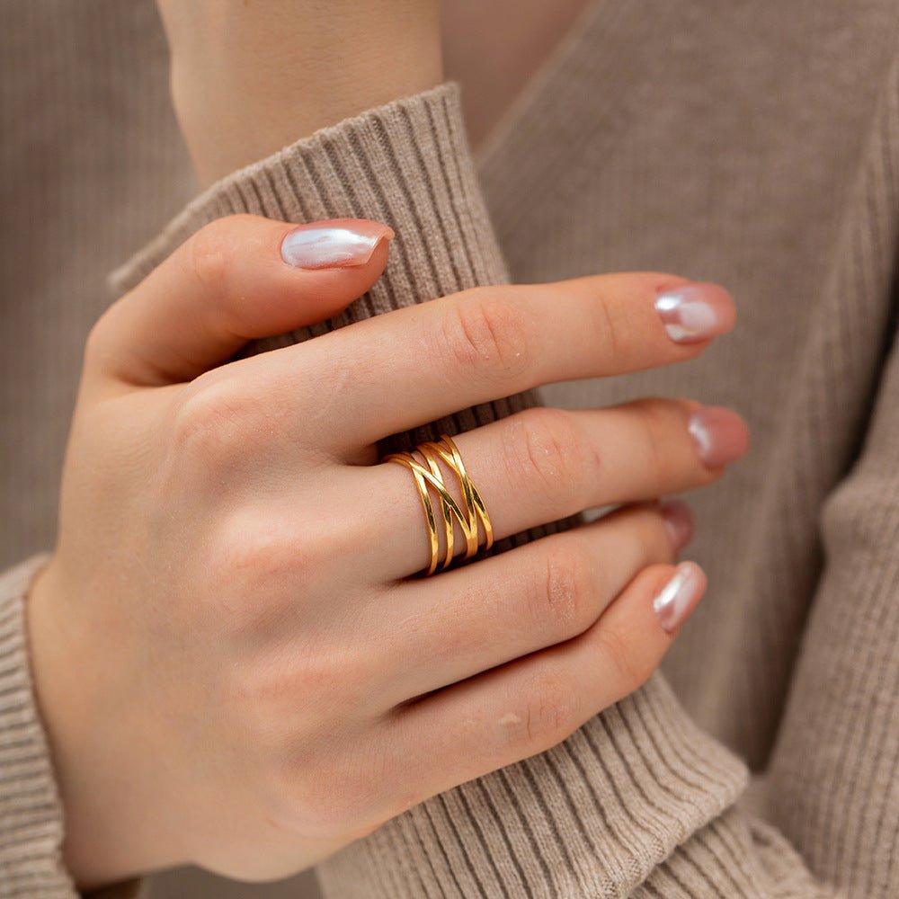 River Stapelbarer Ring in Gold